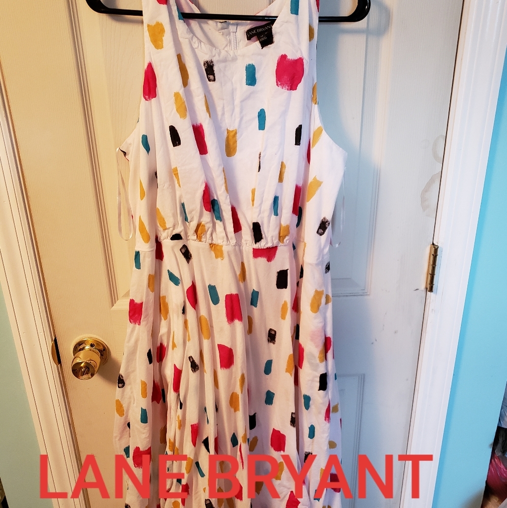 White Multi-Colores Paint Dot Dress